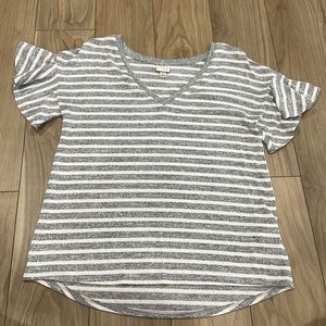 A new day stripped flutter sleeve v neck